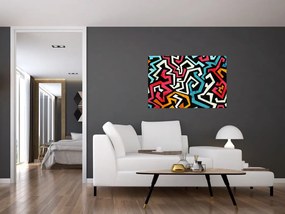 Grafikus absztrakciós kép (90x60 cm)