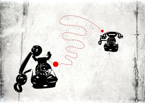 Kép - Telefon rajza Banksy stílusában (üvegen) (70x50 cm)