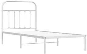 fehér fém ágykeret fejtámlával 90x200 cm