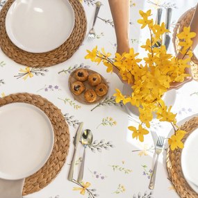 Goldea húsvéti szögletes teflonos asztalterítő - barka mintás 80 x 80 cm