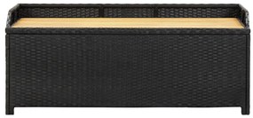 Fekete polyrattan kerti tárolópad 120 cm