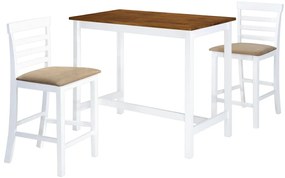 vidaXL 3-részes barna-fehér tömör fa bárasztal és szék garnitúra