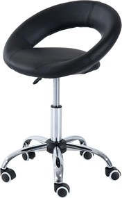 HOMCOM Görgős Szék Munka Szék Forgatható Szék Irodai Szék Magasságban Állítható, PU+Fém, Fekete, 50 x 54 x (66-78) cm | Aosom