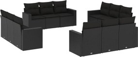vidaXL 12 részes fekete polyrattan kerti ülőgarnitúra párnákkal