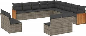 vidaXL 13 részes szürke polyrattan kerti ülőgarnitúra párnákkal
