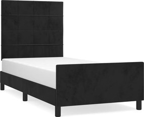 vidaXL fekete bársony ágykeret fejtámlával 90x200 cm