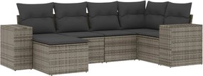 vidaXL 6 részes szürke polyrattan kerti ülőgarnitúra párnákkal