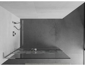 Mexen Kioto+ L, Walk-In zuhany paraván polccal és akasztóval 90 x 200 cm, 8 mm átlátszó üveg fehér mintás, króm profil, 800-090-123-01-85