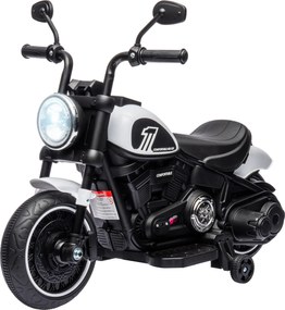 HOMCOM Gyerek Motorkerékpár Elektromos Motor 2 Leszedhető Segédkerékkel, 3 km/h, 1,5-3 Éves Korlátozott Fehér Gyerekeknek 76 x 42 x 57 cm | Aosom