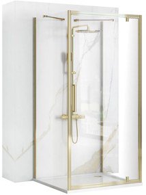 Rea Rapid Swing, 3 falas zuhanykabin 100 (ajtó) x 90 (fal) x 90 (fal) x 195 cm, 6mm átlátszó üveg, arany fényes profil, KPL-09414