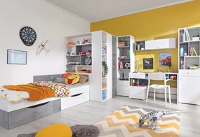 SIGMAR íróasztal, 125x76x55, fehér/beton