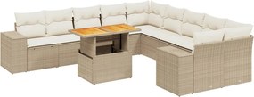 vidaXL 11 részes bézs polyrattan kerti ülőgarnitúra párnákkal