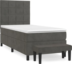 vidaXL sötétszürke bársony rugós ágy matraccal 90 x 200 cm