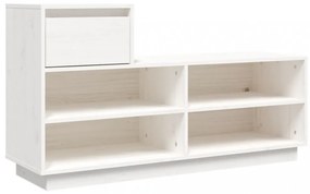 fehér tömör fenyőfa cipőszekrény 110 x 34 x 61 cm