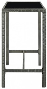 szürke polyrattan és üveg kerti bárasztal 130 x 60 x 110 cm
