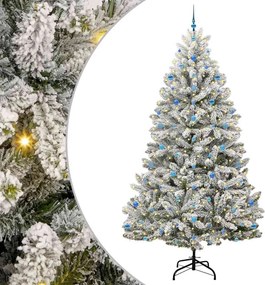 vidaXL Mű karácsonyfa 300 LED-del Zöld és Fehér 270 cm PVC és fém