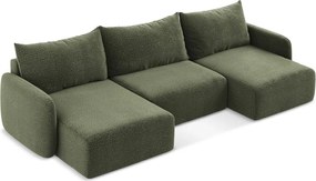 Zöld kinyitható-tárolóhelyes sarokkanapé Kalena – Makamii