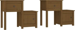 vidaXL 2 db mézbarna tömör fenyőfa éjjeliszekrény 79,5 x 38 x 65,5 cm
