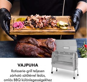 Klarstein Sauenland Pro XL, malacsütő grill, forgó nyárs, 13 W, 4 kerék, rozsdamentes acél