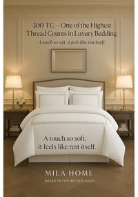 Fehér hatrészes egyszemélyes pamut-szatén ágyneműhuzat lepedővel 140x200 cm Whispered Serenity – Mila Home Luxury