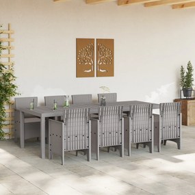9 darabos kert étkező szett párnákkal fehér poly rattanból