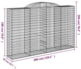 3 db íves horganyzott vas gabion kosár 300x50x180/200 cm