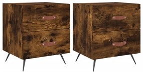 2 db füstös tölgy színű szerelt fa éjjeliszekrény 40x35x47,5 cm