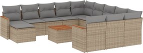 vidaXL 13 részes bézs polyrattan kerti ülőgarnitúra párnákkal