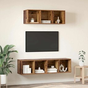 TV Szekrény Szett 2 pcs Régi fa 37 x 37 x 142.5 cm Faanyag