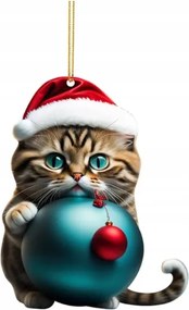 Akril 2D macska mintás karácsonyfadísz, aranyos macska szett 4 darab