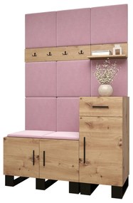 Előszobabútor Amanda 5 (artisan tölgy + rózsaszín). 1085894