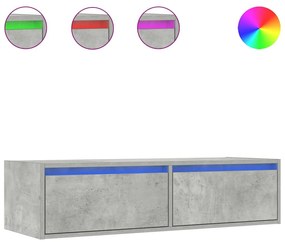 TV szekrény LED világítással beton szürke 100X35,5x25 cm