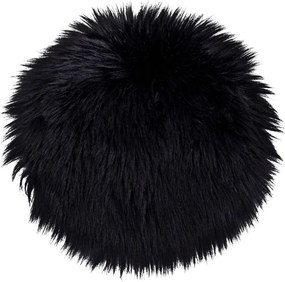 Báránybőr, műbőr, ülőpárna Ø35 cm, Fekete Színű