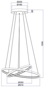 Globo 67192-42B - RALPH LED csillár 2x21W, 230V, kábellel