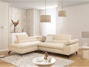 Krémszínű zsenília sarokkanapé (bal oldali-L alakú) Marbeya – Ropez