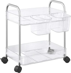 vidaXL tárolókocsi 2 szintes átlátszó 37x28x43,5 cm akril