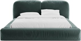 Petróleum színű kárpitozott ágyneműtartós franciaágy ágyráccsal 180x200 cm Martina – Micadoni