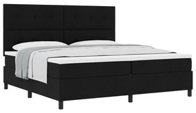 Boxrugós ágy matracmal fejtámlával Fekete 200 x 200 cm szövet