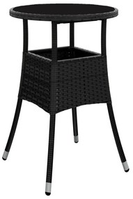 vidaXL 5 részes fekete polyrattan kerti bisztrógarnitúra párnákkal