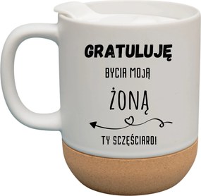 Fehér Bögre Fedéllel És Parafa Aljjal Ajándék Feleségnek