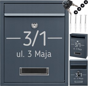 Postaláda Levél Rib Antracit Minta Felirat