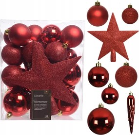 KarĂĄcsonyfadĂsz szett spicc gömbök mƱanyag x33 Piros karĂĄcsonyfadĂsz