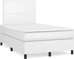 vidaXL fehér műbőr rugós ágy matraccal 120 x 200 cm