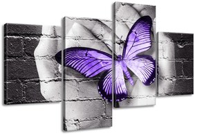 Gario Vászonkép Lila pillangó tenyéren - 4 részes Méretek: 120 x 70 cm