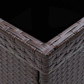 vidaXL 3 részes barna polyrattan és edzett üveg kerti étkezőszett