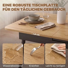 Kihúzható étkezőasztal 130-160 cm, lekerekített sarkú konyhaasztal, tölgyfa