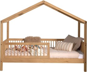 Natúr színű házikó alakú tölgyfa gyerekágy ágyráccsal 90x200 cm Forrest – Vipack