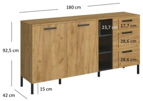 Komód Shanna (arany craft tölgy + antracit). 1053219