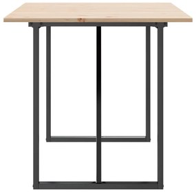 Tömör fenyőfa és acél étkezőasztal O-vázzal 140x80x75 cm