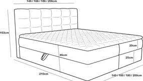 Kárpitozott boxspring ágy DIRELIS TRINITY 140x200 cm bézs Matrac: Bonell rugós matrac